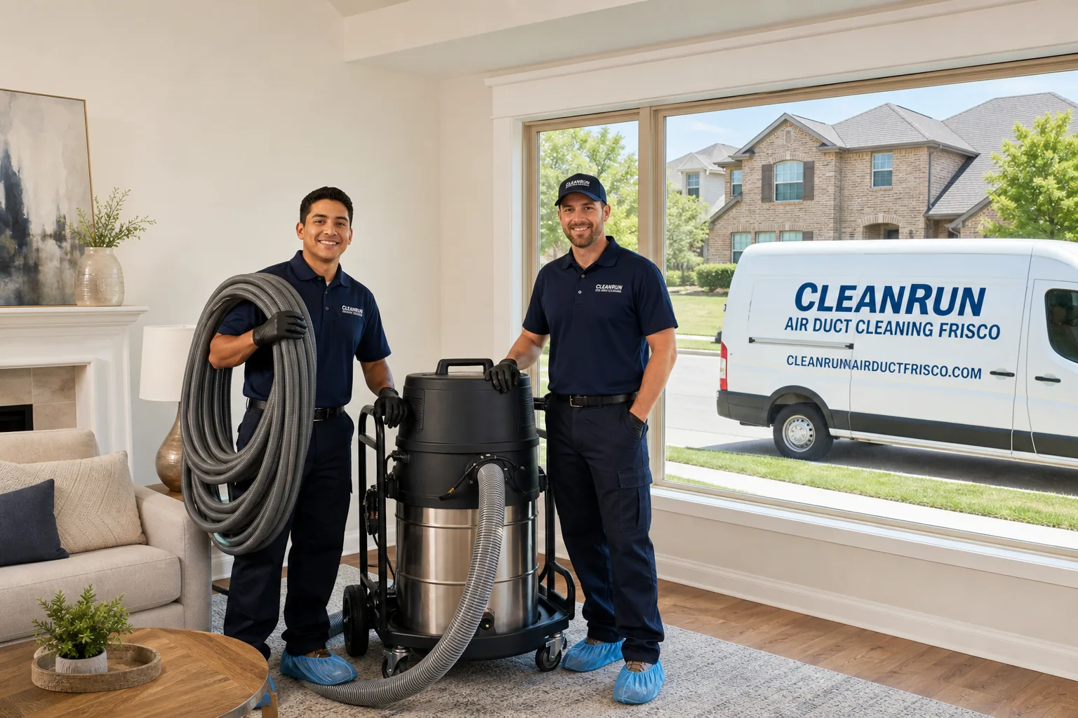 CleanRun Air Duct Cleaning Frisco air duct cleaning service vehicle and crew in Frisco, TX